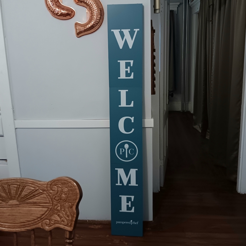 RARE "Pampered Chef Welcome" Standinghanging Porch Sign EUC Consultant Exclusive